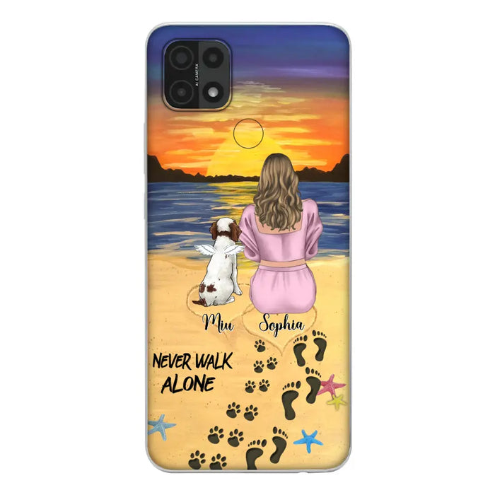 Custom Personalized Memorial Dog Mom Phone Case - Upto 3 Dogs - Memorial Gift Idea for Dog Owners - Never Walk Alone - Case for Xiaomi/Huawei/Oppo