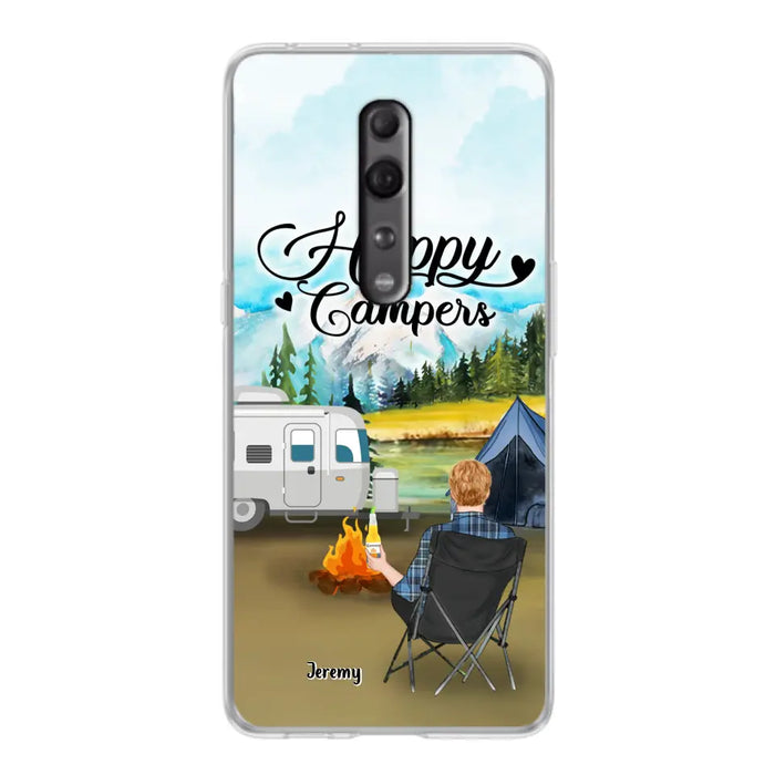 Personalized Camping Phone Case- Single Parent/ Couple With Upto 3 Dogs - Happy Campers - Phone Case For Xiaomi, Oppo, Huawei