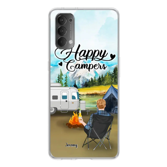 Personalized Camping Phone Case- Single Parent/ Couple With Upto 3 Dogs - Happy Campers - Phone Case For Xiaomi, Oppo, Huawei