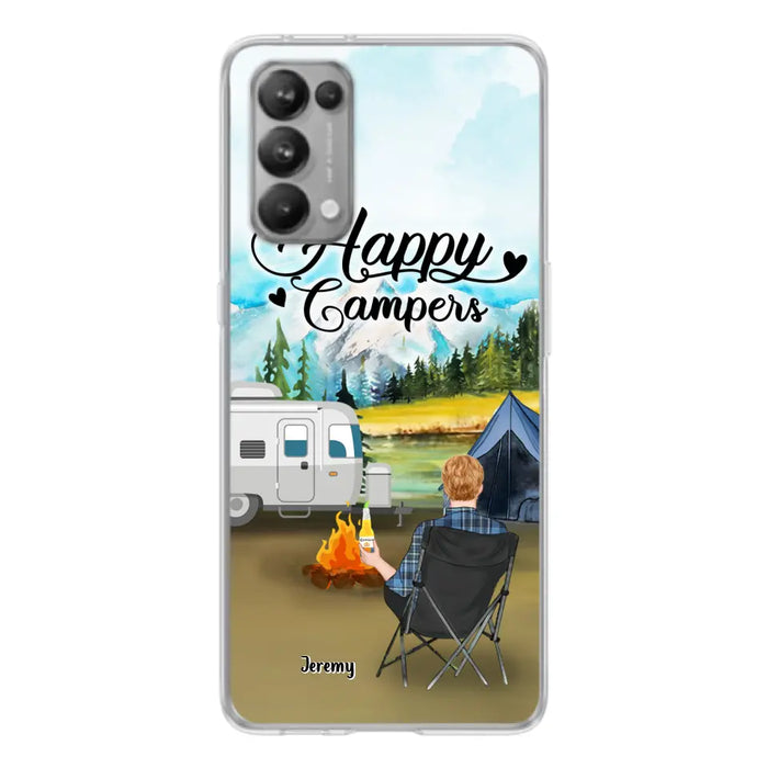 Personalized Camping Phone Case- Single Parent/ Couple With Upto 3 Dogs - Happy Campers - Phone Case For Xiaomi, Oppo, Huawei