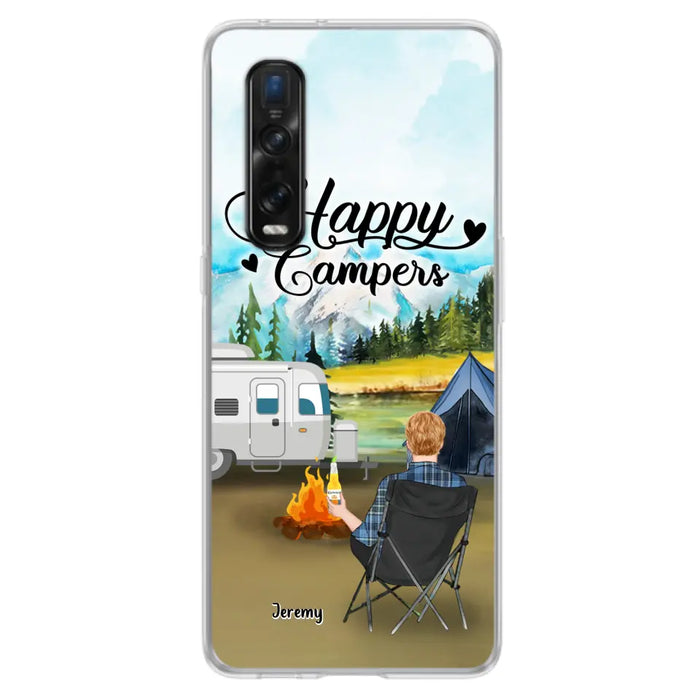 Personalized Camping Phone Case- Single Parent/ Couple With Upto 3 Dogs - Happy Campers - Phone Case For Xiaomi, Oppo, Huawei