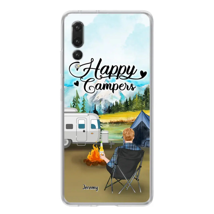 Personalized Camping Phone Case- Single Parent/ Couple With Upto 3 Dogs - Happy Campers - Phone Case For Xiaomi, Oppo, Huawei