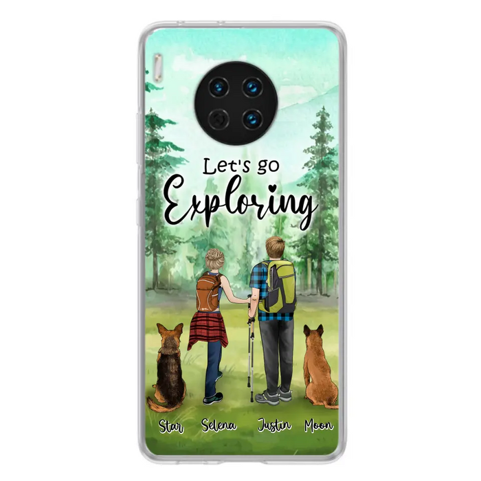 Custom Personalized Trekking Woods Couple With Dogs Phone Case - Couple With Upto 2 Pets - Case For Xiaomi, Huawei and Oppo - 6CIAJ9