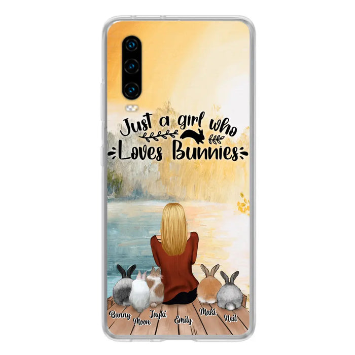 Custom Personalized Rabbit Mom Phone Case - Gifts For Rabbit Lovers With Upto 5 Rabbits - Just A Gril Who Loves Bunnies