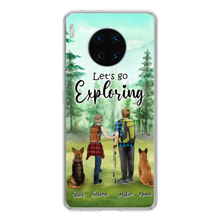 Custom Personalized Trekking Woods Couple With Dogs Phone Case - Couple With Upto 2 Pets - Case For Xiaomi, Huawei and Oppo - 6CIAJ9