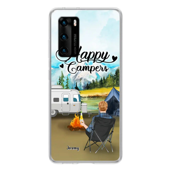 Personalized Camping Phone Case- Single Parent/ Couple With Upto 3 Dogs - Happy Campers - Phone Case For Xiaomi, Oppo, Huawei