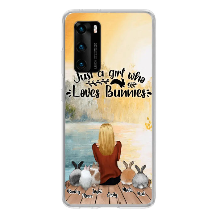 Custom Personalized Rabbit Mom Phone Case - Gifts For Rabbit Lovers With Upto 5 Rabbits - Just A Gril Who Loves Bunnies