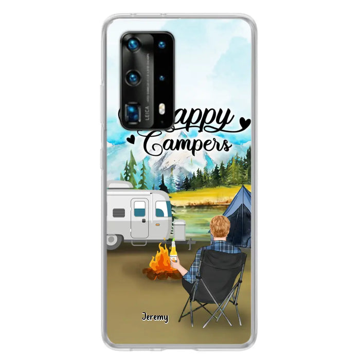 Personalized Camping Phone Case- Single Parent/ Couple With Upto 3 Dogs - Happy Campers - Phone Case For Xiaomi, Oppo, Huawei