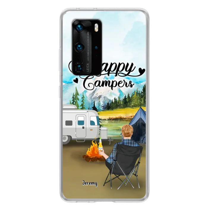 Personalized Camping Phone Case- Single Parent/ Couple With Upto 3 Dogs - Happy Campers - Phone Case For Xiaomi, Oppo, Huawei