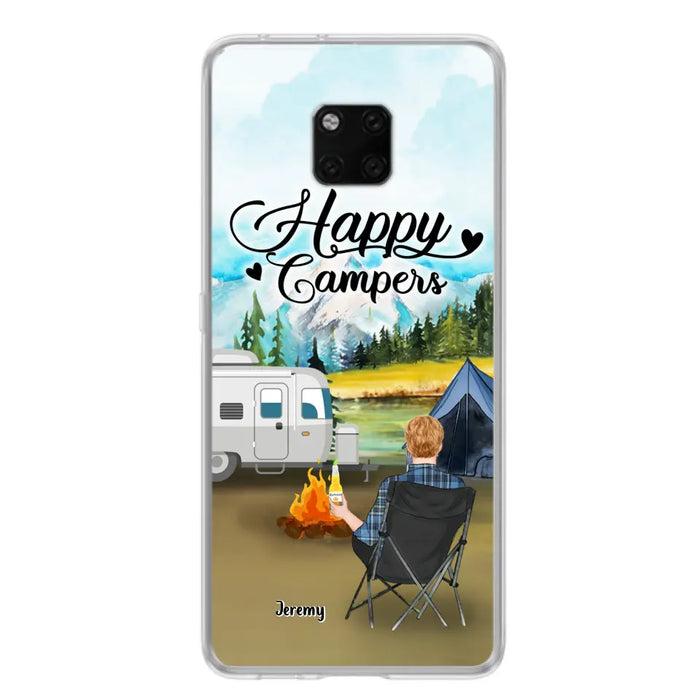 Personalized Camping Phone Case- Single Parent/ Couple With Upto 3 Dogs - Happy Campers - Phone Case For Xiaomi, Oppo, Huawei