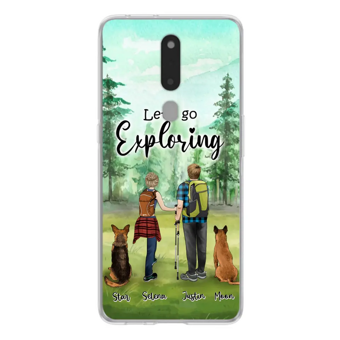 Custom Personalized Trekking Woods Couple With Dogs Phone Case - Couple With Upto 2 Pets - Case For Xiaomi, Huawei and Oppo - 6CIAJ9