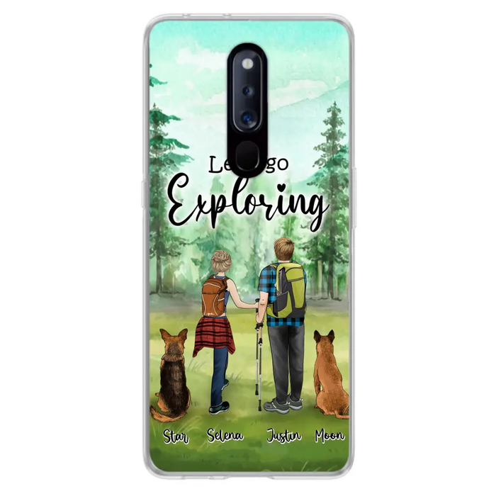 Custom Personalized Trekking Woods Couple With Dogs Phone Case - Couple With Upto 2 Pets - Case For Xiaomi, Huawei and Oppo - 6CIAJ9