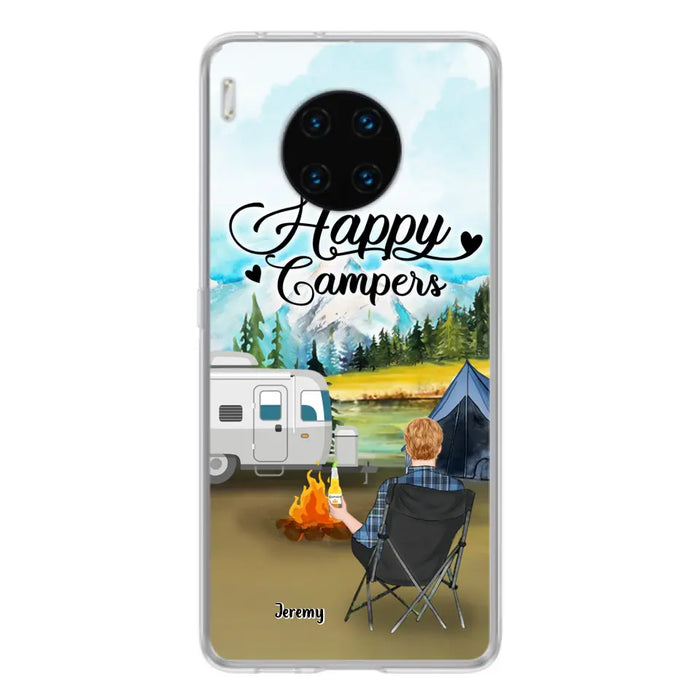 Personalized Camping Phone Case- Single Parent/ Couple With Upto 3 Dogs - Happy Campers - Phone Case For Xiaomi, Oppo, Huawei