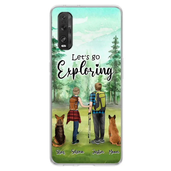 Custom Personalized Trekking Woods Couple With Dogs Phone Case - Couple With Upto 2 Pets - Case For Xiaomi, Huawei and Oppo - 6CIAJ9