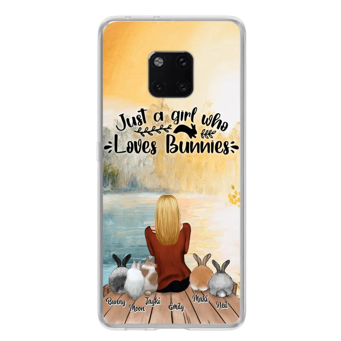 Custom Personalized Rabbit Mom Phone Case - Gifts For Rabbit Lovers With Upto 5 Rabbits - Just A Gril Who Loves Bunnies