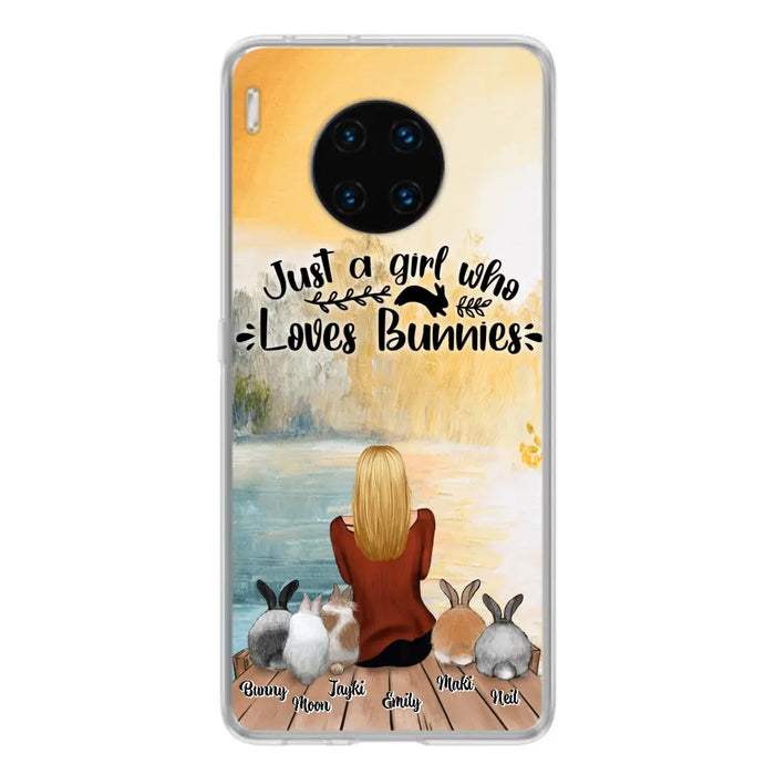 Custom Personalized Rabbit Mom Phone Case - Gifts For Rabbit Lovers With Upto 5 Rabbits - Just A Gril Who Loves Bunnies