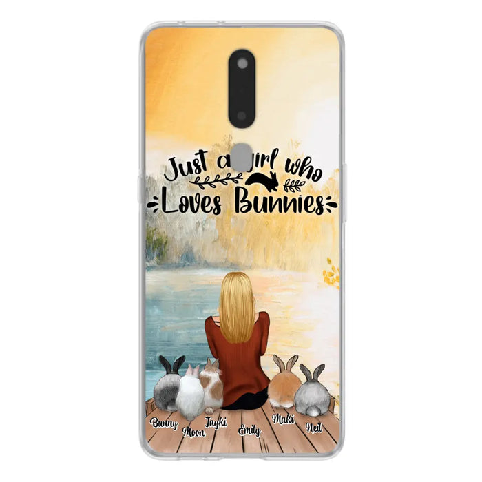 Custom Personalized Rabbit Mom Phone Case - Gifts For Rabbit Lovers With Upto 5 Rabbits - Just A Gril Who Loves Bunnies