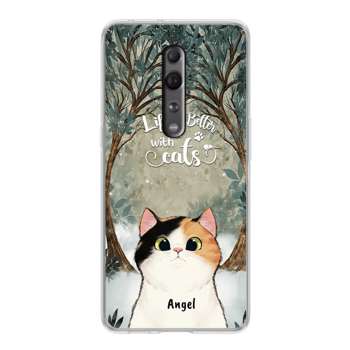 Custom Personalized Cat Phone Case - Upto 6 Cats - Best Gift For Cat Lover - Life Is Better With Cats - Phone Case For  Xiaomi, Oppo And Huawei