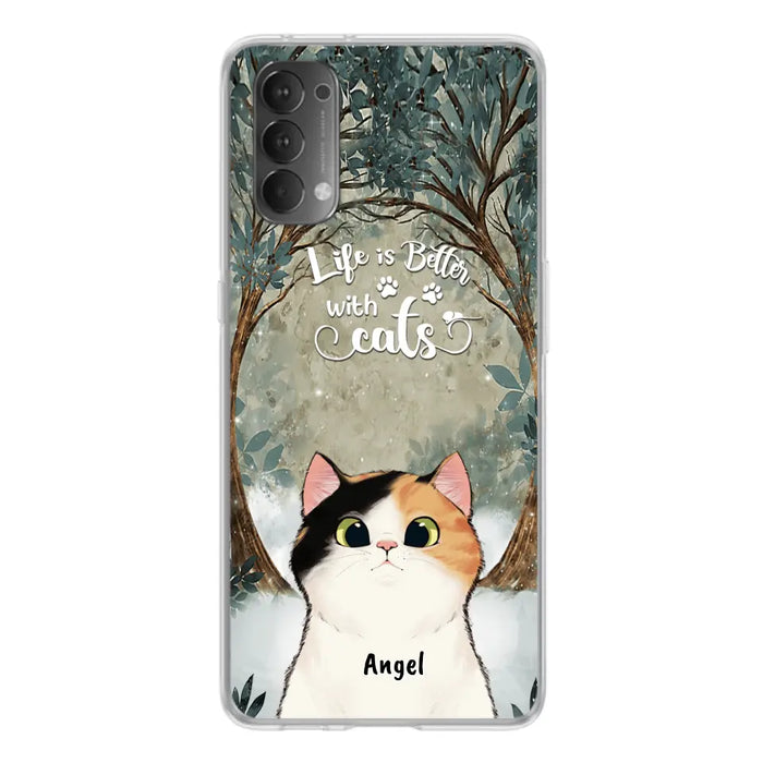 Custom Personalized Cat Phone Case - Upto 6 Cats - Best Gift For Cat Lover - Life Is Better With Cats - Phone Case For  Xiaomi, Oppo And Huawei