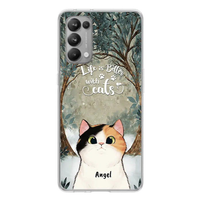 Custom Personalized Cat Phone Case - Upto 6 Cats - Best Gift For Cat Lover - Life Is Better With Cats - Phone Case For  Xiaomi, Oppo And Huawei