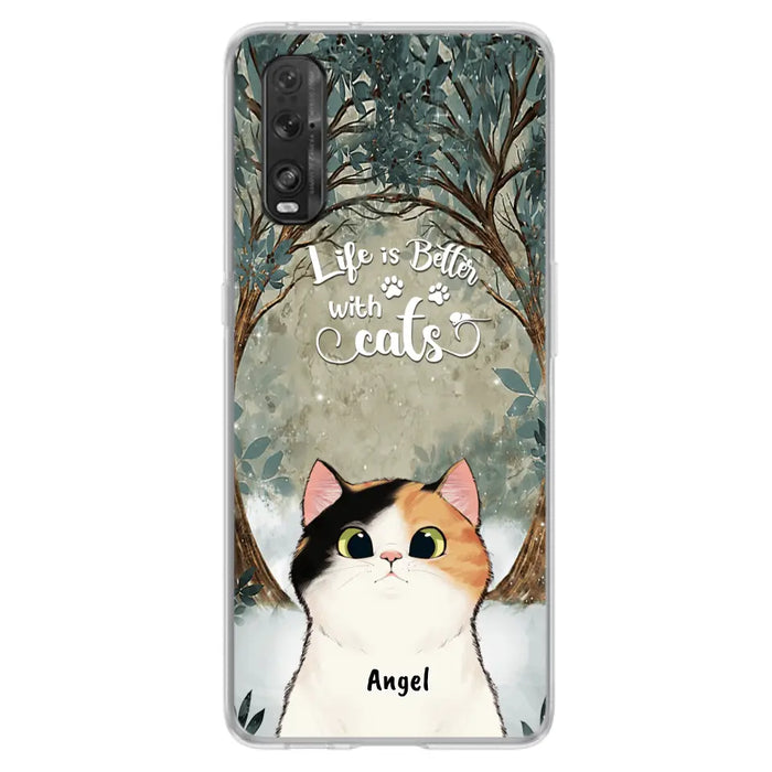 Custom Personalized Cat Phone Case - Upto 6 Cats - Best Gift For Cat Lover - Life Is Better With Cats - Phone Case For  Xiaomi, Oppo And Huawei