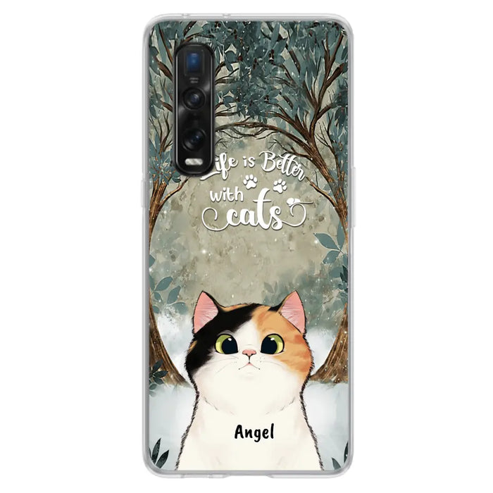 Custom Personalized Cat Phone Case - Upto 6 Cats - Best Gift For Cat Lover - Life Is Better With Cats - Phone Case For  Xiaomi, Oppo And Huawei