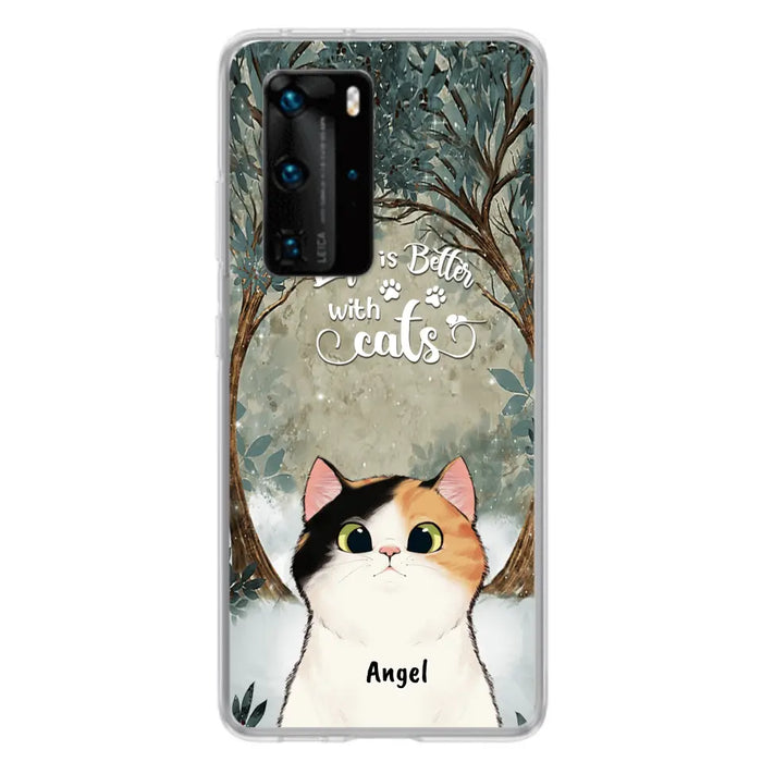 Custom Personalized Cat Phone Case - Upto 6 Cats - Best Gift For Cat Lover - Life Is Better With Cats - Phone Case For  Xiaomi, Oppo And Huawei