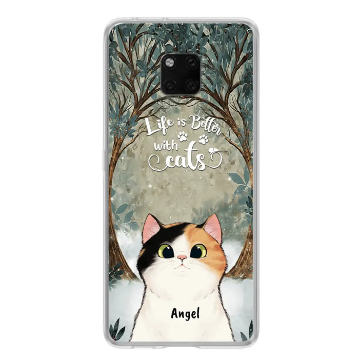 Custom Personalized Cat Phone Case - Upto 6 Cats - Best Gift For Cat Lover - Life Is Better With Cats - Phone Case For  Xiaomi, Oppo And Huawei