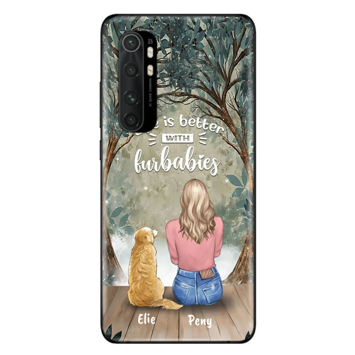 Custom Personalized Pet Mom Phone Case - Girl With Upto 5 Pets - Life Is Better With Furbabies -Phone Case For Xiaomi, Oppo And Huawei