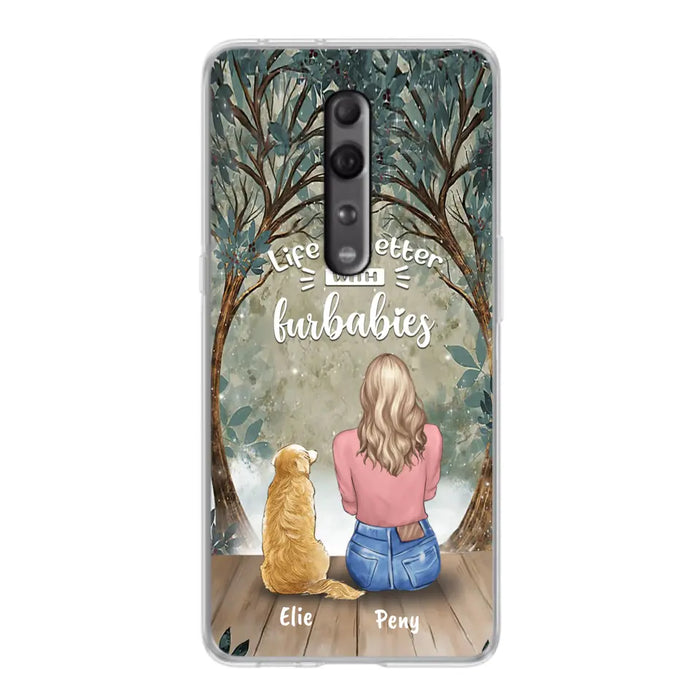 Custom Personalized Pet Mom Phone Case - Girl With Upto 5 Pets - Life Is Better With Furbabies -Phone Case For Xiaomi, Oppo And Huawei