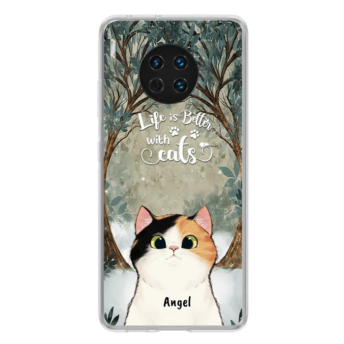 Custom Personalized Cat Phone Case - Upto 6 Cats - Best Gift For Cat Lover - Life Is Better With Cats - Phone Case For  Xiaomi, Oppo And Huawei