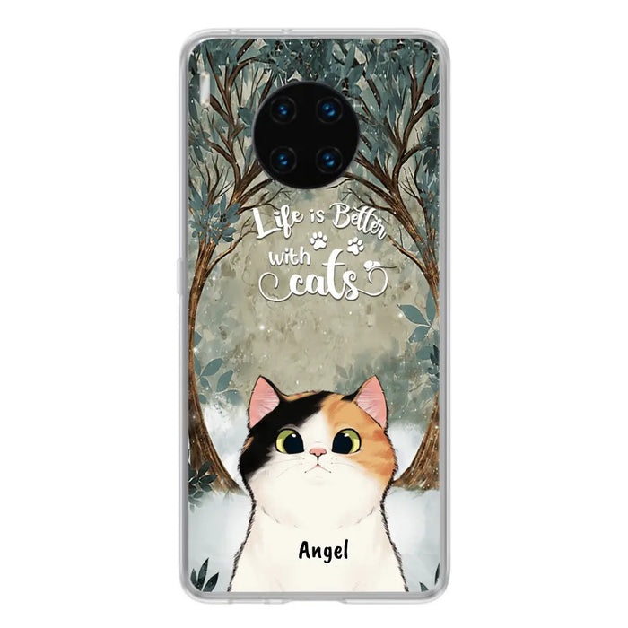 Custom Personalized Cat Phone Case - Upto 6 Cats - Best Gift For Cat Lover - Life Is Better With Cats - Phone Case For  Xiaomi, Oppo And Huawei