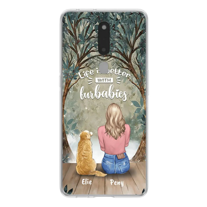 Custom Personalized Pet Mom Phone Case - Girl With Upto 5 Pets - Life Is Better With Furbabies -Phone Case For Xiaomi, Oppo And Huawei