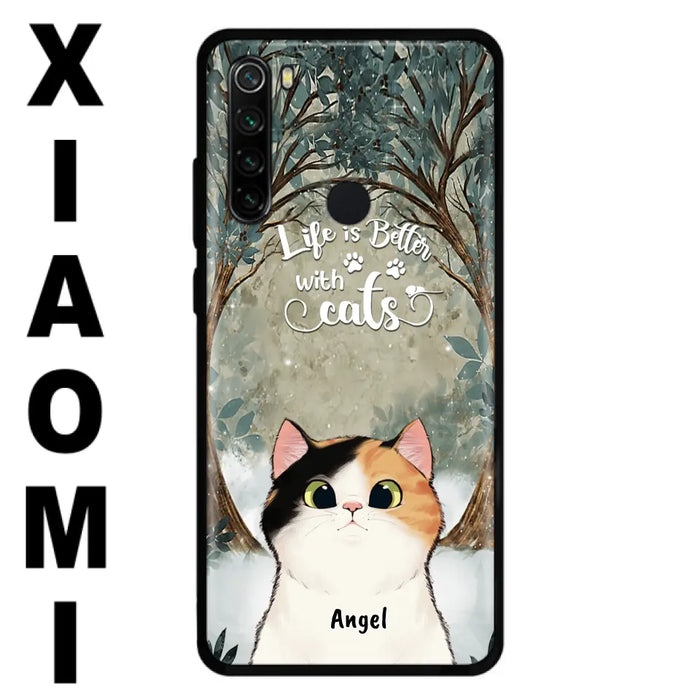 Custom Personalized Cat Phone Case - Upto 6 Cats - Best Gift For Cat Lover - Life Is Better With Cats - Phone Case For  Xiaomi, Oppo And Huawei