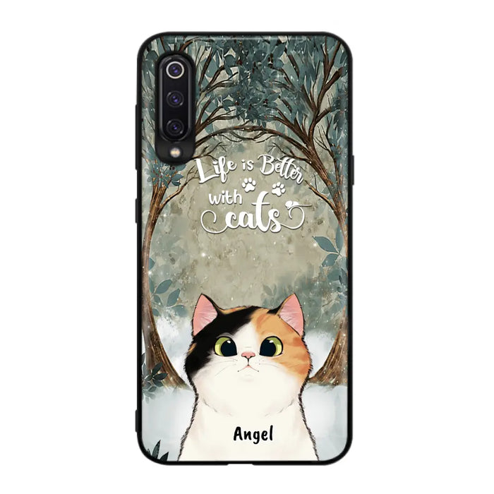 Custom Personalized Cat Phone Case - Upto 6 Cats - Best Gift For Cat Lover - Life Is Better With Cats - Phone Case For  Xiaomi, Oppo And Huawei