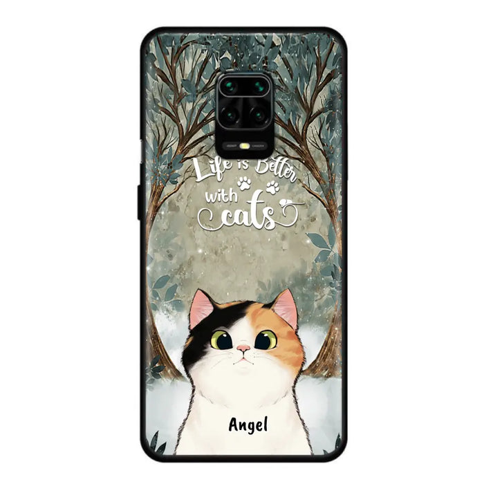 Custom Personalized Cat Phone Case - Upto 6 Cats - Best Gift For Cat Lover - Life Is Better With Cats - Phone Case For  Xiaomi, Oppo And Huawei