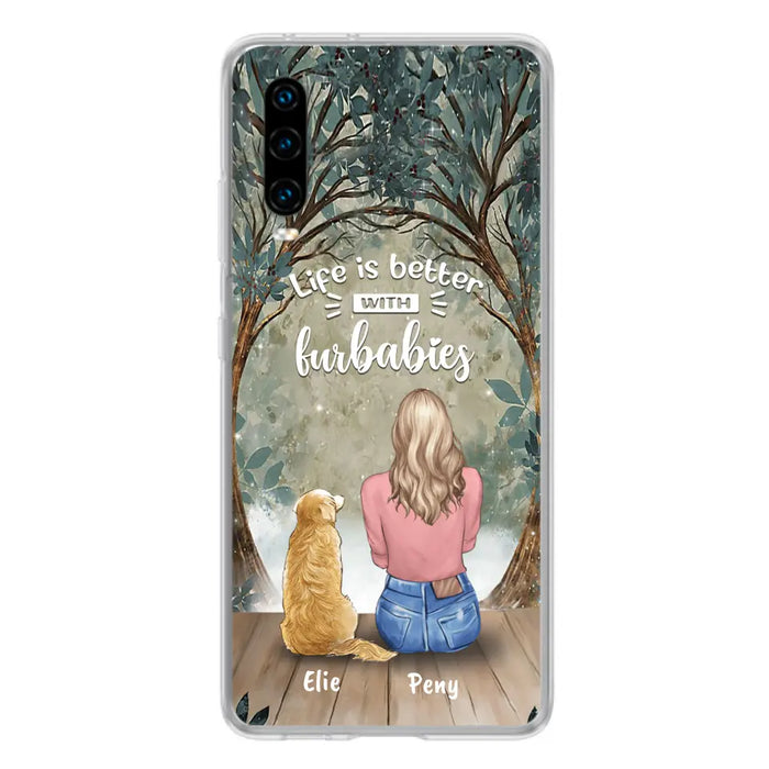 Custom Personalized Pet Mom Phone Case - Girl With Upto 5 Pets - Life Is Better With Furbabies -Phone Case For Xiaomi, Oppo And Huawei