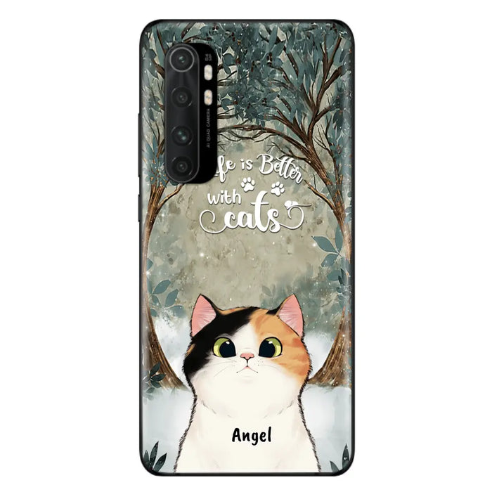 Custom Personalized Cat Phone Case - Upto 6 Cats - Best Gift For Cat Lover - Life Is Better With Cats - Phone Case For  Xiaomi, Oppo And Huawei