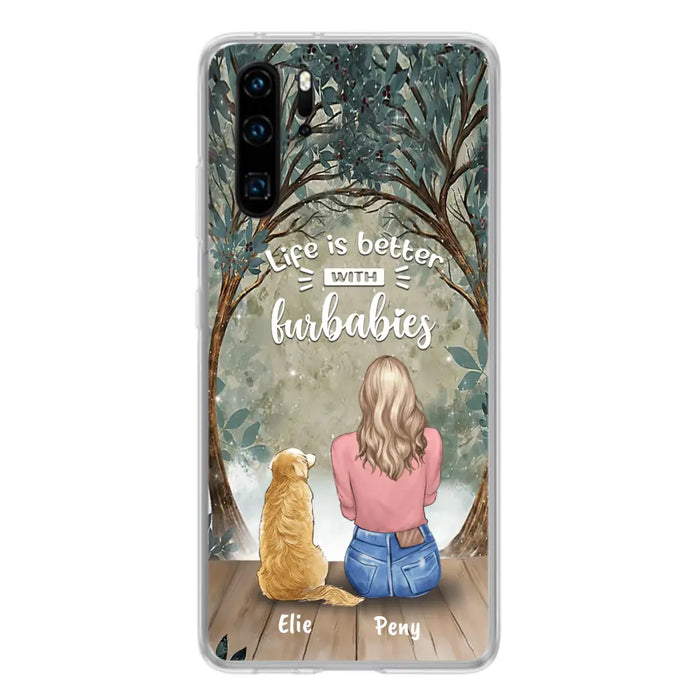 Custom Personalized Pet Mom Phone Case - Girl With Upto 5 Pets - Life Is Better With Furbabies -Phone Case For Xiaomi, Oppo And Huawei