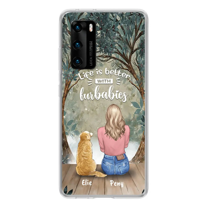 Custom Personalized Pet Mom Phone Case - Girl With Upto 5 Pets - Life Is Better With Furbabies -Phone Case For Xiaomi, Oppo And Huawei