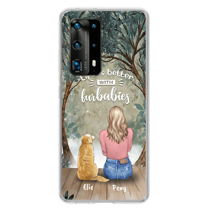 Custom Personalized Pet Mom Phone Case - Girl With Upto 5 Pets - Life Is Better With Furbabies -Phone Case For Xiaomi, Oppo And Huawei