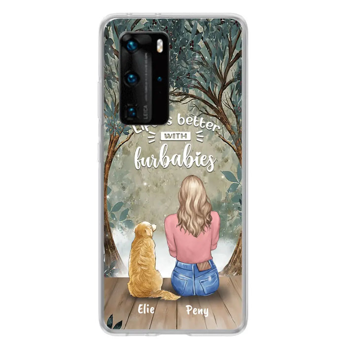 Custom Personalized Pet Mom Phone Case - Girl With Upto 5 Pets - Life Is Better With Furbabies -Phone Case For Xiaomi, Oppo And Huawei