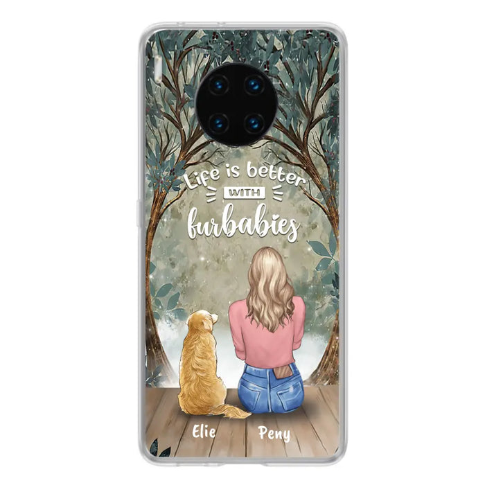 Custom Personalized Pet Mom Phone Case - Girl With Upto 5 Pets - Life Is Better With Furbabies -Phone Case For Xiaomi, Oppo And Huawei