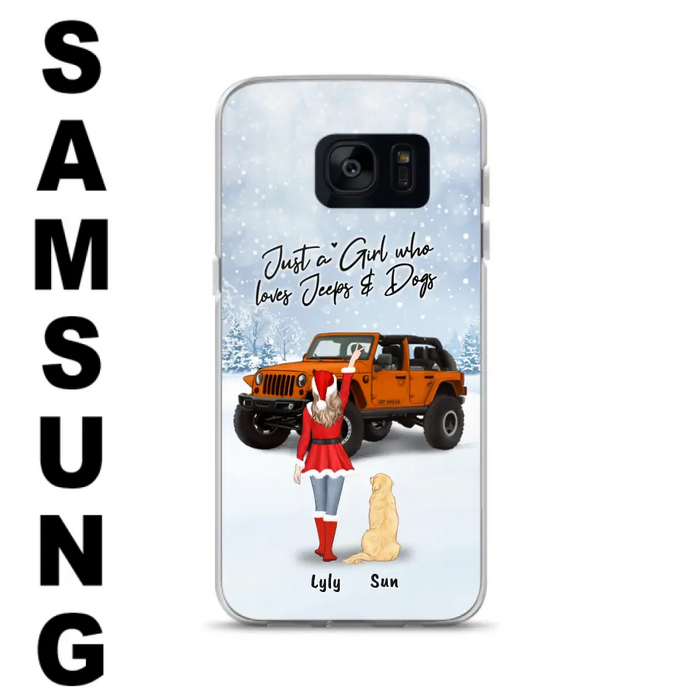 Custom Personalized Christmas Off-road Girl Phone Case - Girl With Upto 4 Pets - Christmas Gift For Dog/ Cat Lover - Just A Girl - Case For iPhone And Samsung