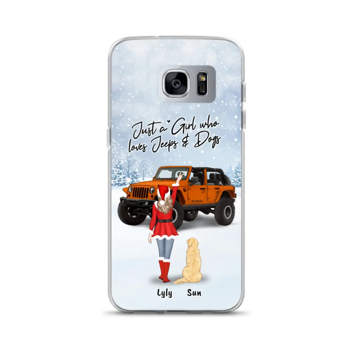 Custom Personalized Christmas Off-road Girl Phone Case - Girl With Upto 4 Pets - Christmas Gift For Dog/ Cat Lover - Just A Girl - Case For iPhone And Samsung