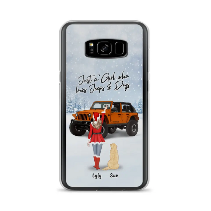 Custom Personalized Christmas Off-road Girl Phone Case - Girl With Upto 4 Pets - Christmas Gift For Dog/ Cat Lover - Just A Girl - Case For iPhone And Samsung