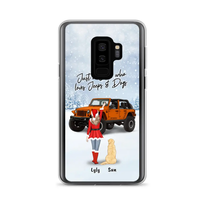 Custom Personalized Christmas Off-road Girl Phone Case - Girl With Upto 4 Pets - Christmas Gift For Dog/ Cat Lover - Just A Girl - Case For iPhone And Samsung