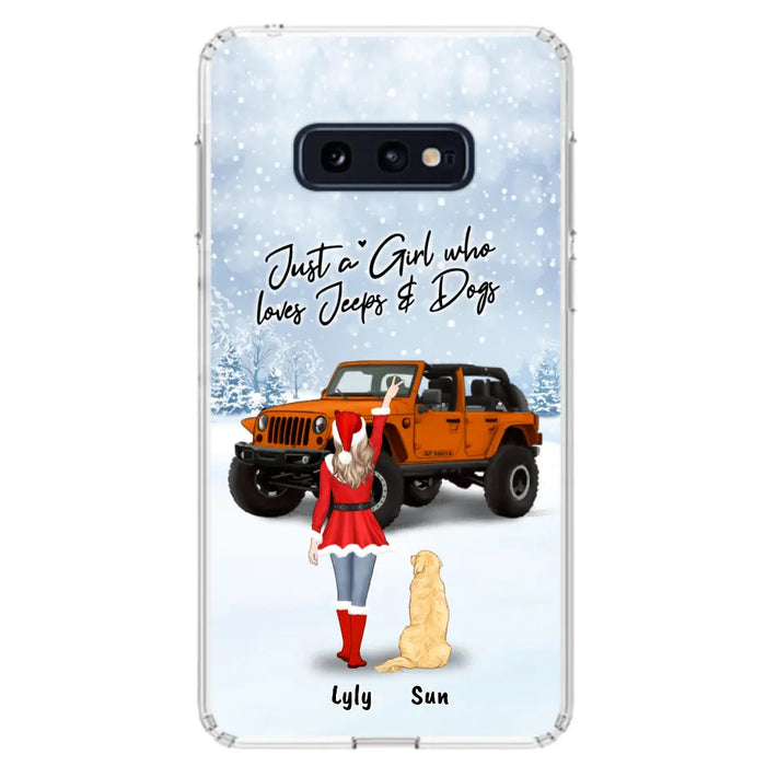 Custom Personalized Christmas Off-road Girl Phone Case - Girl With Upto 4 Pets - Christmas Gift For Dog/ Cat Lover - Just A Girl - Case For iPhone And Samsung