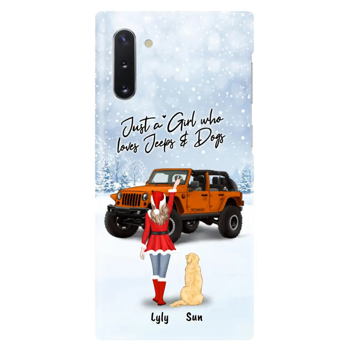 Custom Personalized Christmas Off-road Girl Phone Case - Girl With Upto 4 Pets - Christmas Gift For Dog/ Cat Lover - Just A Girl - Case For iPhone And Samsung