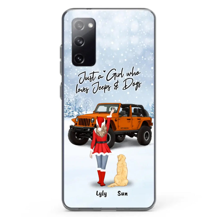 Custom Personalized Christmas Off-road Girl Phone Case - Girl With Upto 4 Pets - Christmas Gift For Dog/ Cat Lover - Just A Girl - Case For iPhone And Samsung